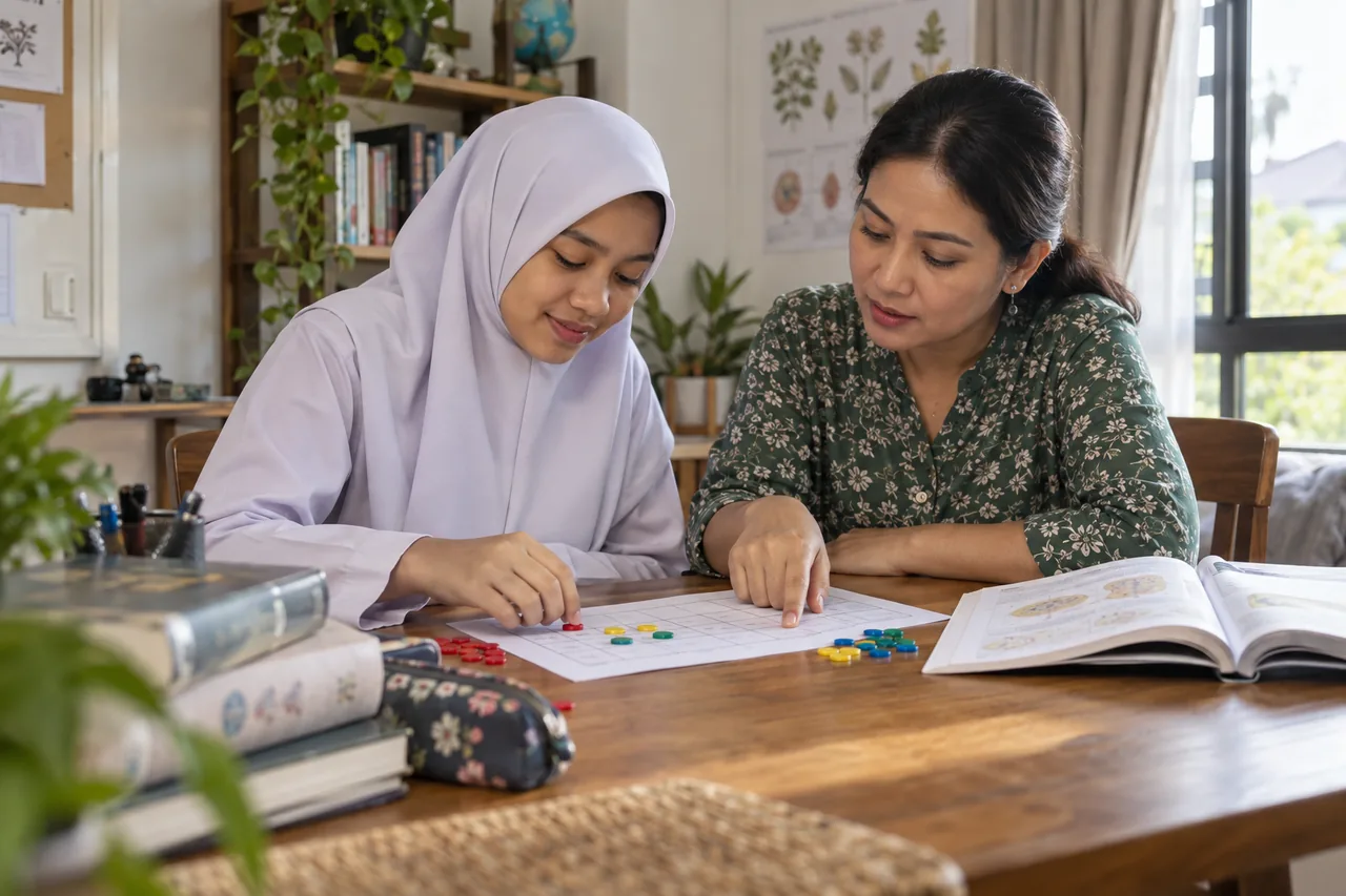Pelajar belajar Biologi SPM Tingkatan 5 bersama guru