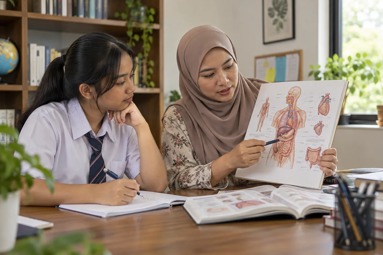 Pelajar belajar kelas Biologi SPM satu-ke-satu bersama guru