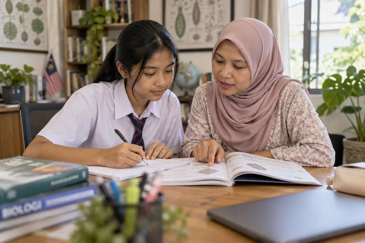 Pelajar belajar tuisyen Biologi SPM dalam talian bersama guru