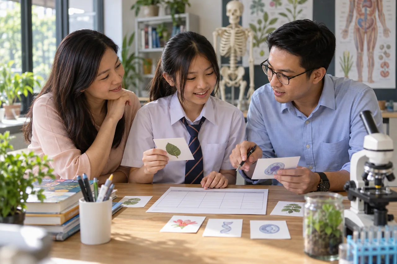 Student learning an SPM Biology lesson plan with a Biology tutor