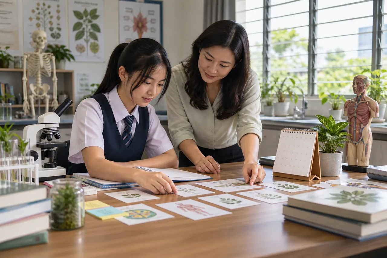 Student learning SPM 2026 Biology preparation with a Biology tutor