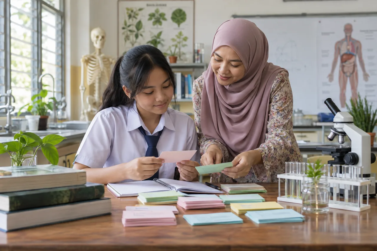 Pelajar belajar persediaan Biologi SPM 2027 bersama guru